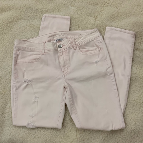 American Eagle Outfitters Denim - American Eagle Ripped Light Pink Jeggings